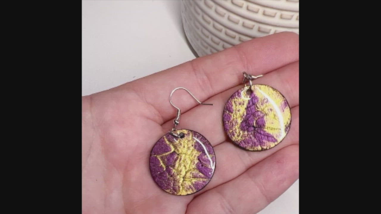 Round Purple/Burgundy Earrings