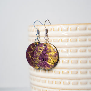 Round Purple/Burgundy Earrings