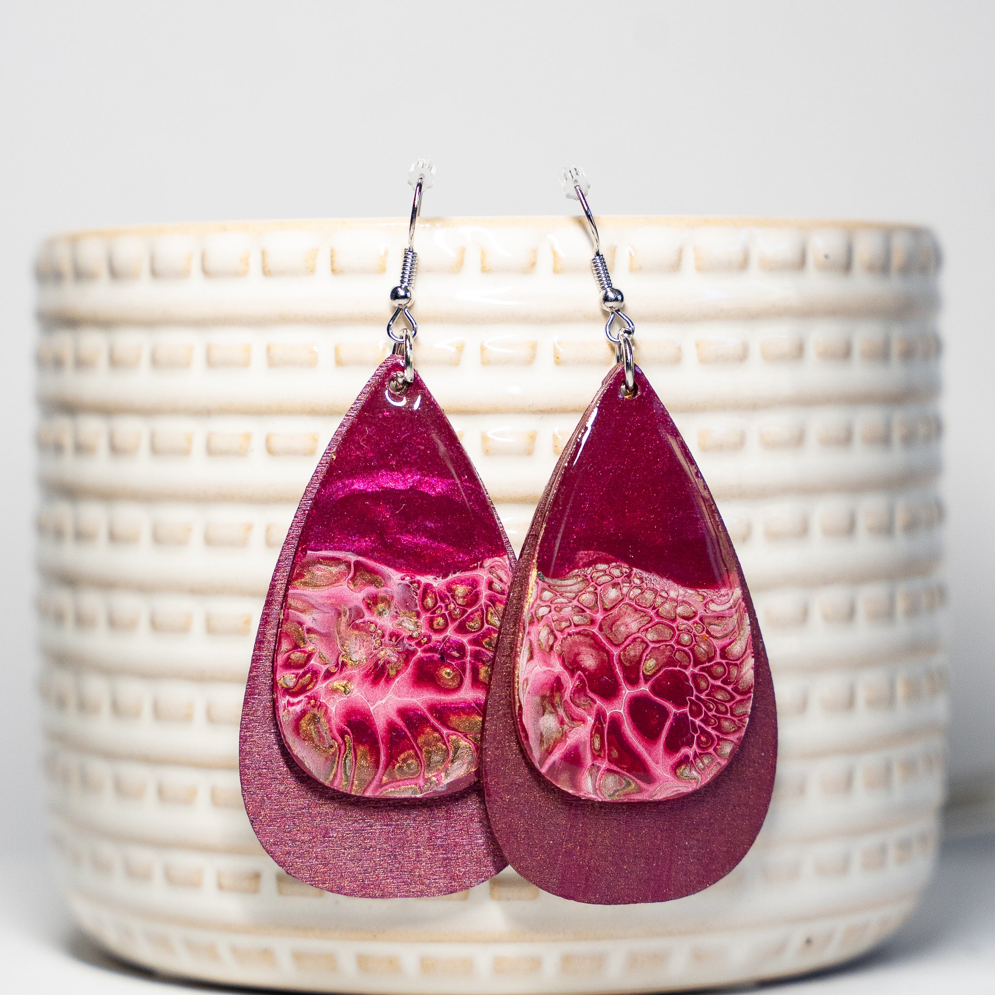 'Crimson Shimmer' Layer Earrings