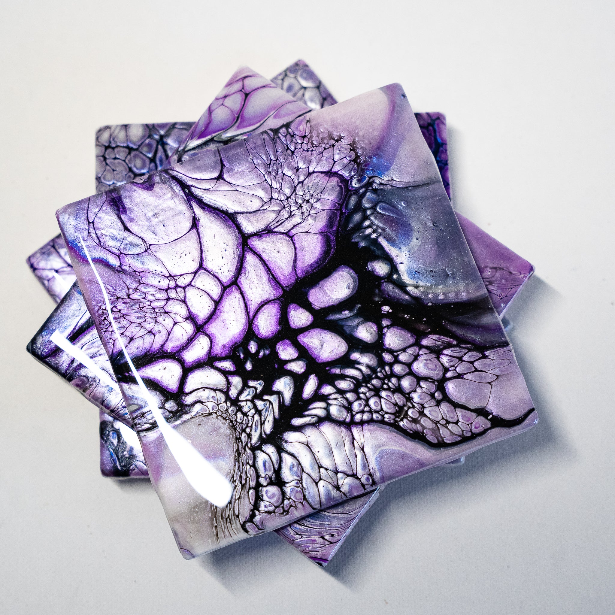 Dark Lilac Coasters - Set of 4