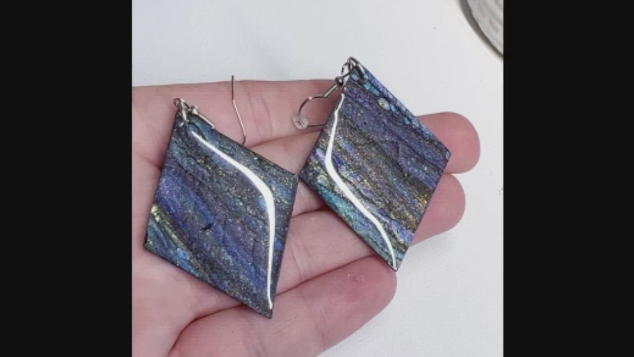 'Purple-Blue River' Earrings